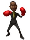 Black businessman boxing