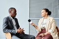 Black Businessman Giving Interview Royalty Free Stock Photo