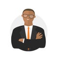 Black businessman not satisfied vector icon