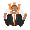 Black businessman in rage. Flat design icon