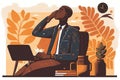 black businessman relaxes after a busy day, created with Generative AI technology