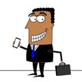 Black businessman with mobile phone and briefcase Royalty Free Stock Photo