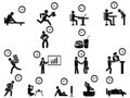 Black businessman time management concept icons set Royalty Free Stock Photo