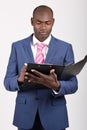 Black businessman wearing suit and tie smiling Royalty Free Stock Photo