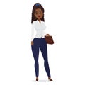 Black businesswoman with bag