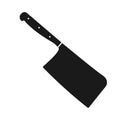 Black butcher knife. Kitchen cleaver knife for meat. Icon design Royalty Free Stock Photo