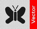 Black Butterfly icon isolated on transparent background. Vector Royalty Free Stock Photo