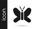 Black Butterfly icon isolated on white background. Vector Royalty Free Stock Photo