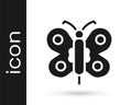 Black Butterfly icon isolated on white background. Vector Royalty Free Stock Photo