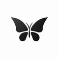 Elegant Black Butterfly Icon On White Background
