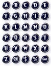 Black Button Alphabet with Chrome Rings