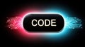Black button displays code text clearly round black button features prominent code word Royalty Free Stock Photo