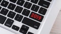 Black button with red number 2019 on grey silver keyboard