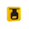 Black Cable car icon isolated on transparent background. Funicular sign. Yellow square button.