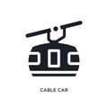 black cable car isolated vector icon. simple element illustration from travel concept vector icons. cable car editable logo symbol Royalty Free Stock Photo