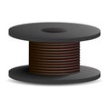 Black cable coil icon, realistic style