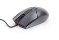 Black cabled computer mouse with two buttons and scroll wheel Royalty Free Stock Photo