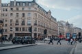 Black cabs, buses and people on Regent Street, London, UK Royalty Free Stock Photo