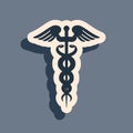 Black Caduceus medical symbol icon isolated on grey background. Medicine and health care concept. Emblem for drugstore Royalty Free Stock Photo