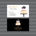 Black Cake Business Card Design with Pink and Orange Floral Dessert