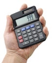 Black calculator in hand