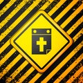 Black Calendar death icon isolated on yellow background. Warning sign. Vector