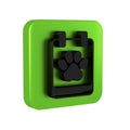 Black Calendar grooming icon isolated on transparent background. Event reminder symbol. Green square button.