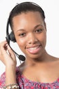 Black call center agent talk to client