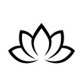 Black calligraphic lotus blossom. Yoga symbol. Simple flat vector illustration