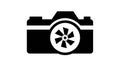 Black Camera Icon with Spinning Vortex Aperture - Photography and Creativity Symbol Royalty Free Stock Photo