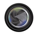black camera lens semi closed icon
