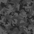 Black camouflage pattern, seamless vector background. Classic woodland clothing style masking dark camo, repeat print. Royalty Free Stock Photo