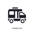 black camper car isolated vector icon. simple element illustration from transportation concept vector icons. camper car editable Royalty Free Stock Photo