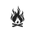 black campfire or bonfire icon Royalty Free Stock Photo