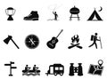 Black camping icons set