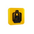 Black Camping lantern icon isolated on transparent background. Yellow square button.