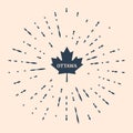 Black Canadian maple leaf with city name Ottawa icon isolated on beige background. Abstract circle random dots. Vector