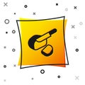 Black Canadian peameal bacon icon isolated on white background. Yellow square button. Vector Royalty Free Stock Photo