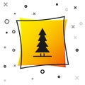 Black Canadian spruce icon isolated on white background. Forest spruce. Yellow square button. Vector