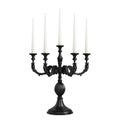 Black Candelabra with Five Unlit White Candles Royalty Free Stock Photo