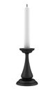 Black candlestick with candle isolated on white