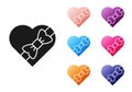 Black Candy in heart shaped box and bow icon isolated on white background. Valentines Day. Set icons colorful. Vector Royalty Free Stock Photo