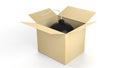 Black cannonball bomb in a box