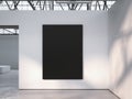 Black canvas in loft gallery. 3d rendering