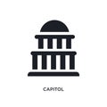 black capitol isolated vector icon. simple element illustration from united states concept vector icons. capitol editable logo Royalty Free Stock Photo