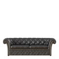 Black capitone sofa on white background 3d