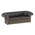 Black capitone sofa on white background 3d