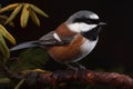 A black-capped chickadee perched on a branch. AI Generated animal ai