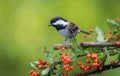 A Black capped chickadee ` Poecile atricapillus `