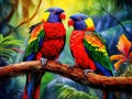 Ai Generated illustration Wildlife Concept of Black-capped Lory Royalty Free Stock Photo